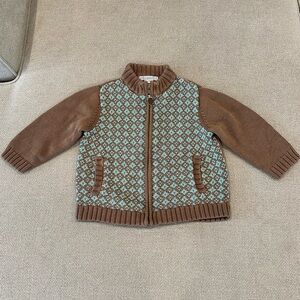Janie and Jack Baby Toddler Cotton Zip Up Sweater 12-18 months
